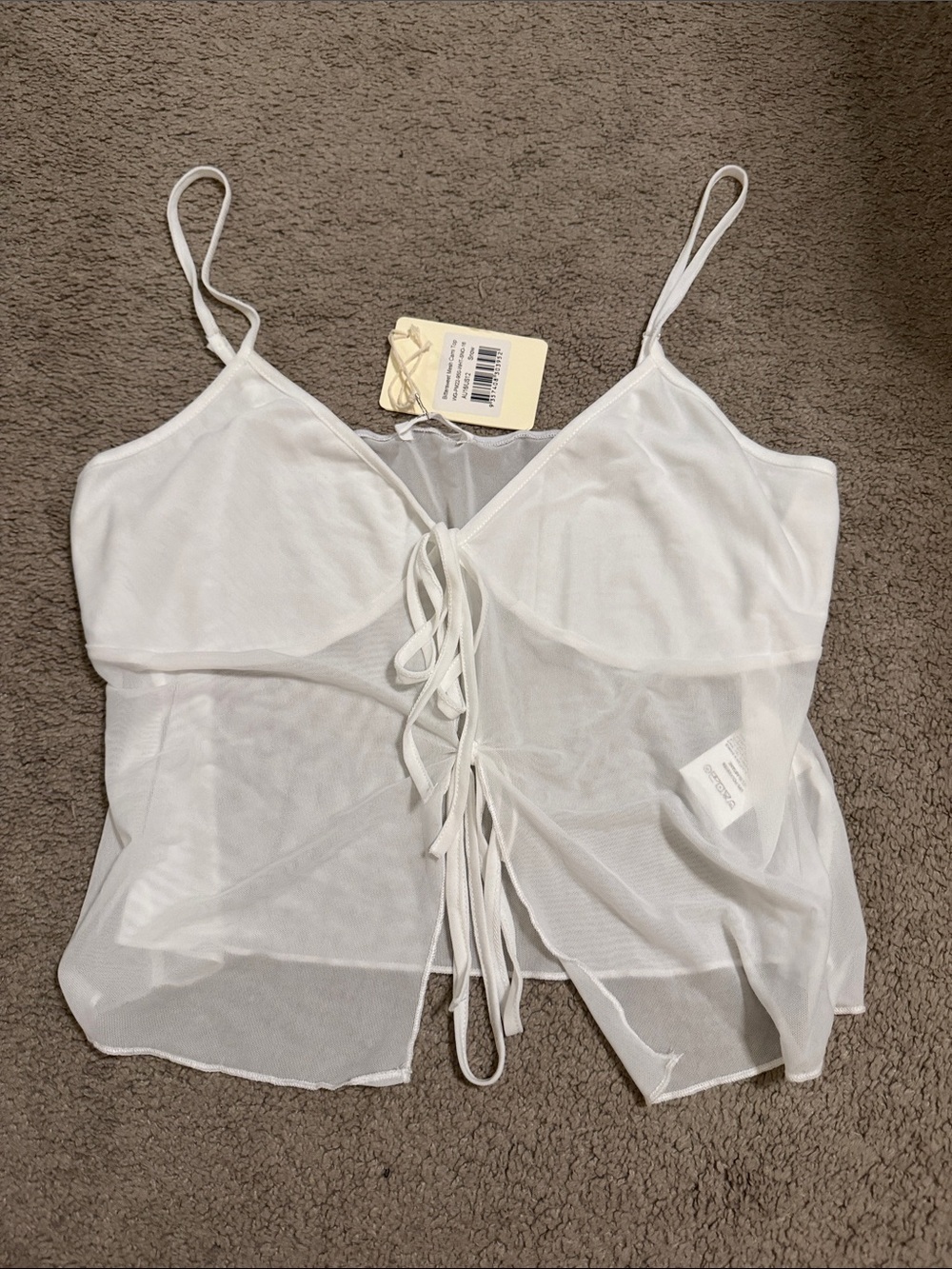 NWT PEPPERMAYO White Sheer Lace-Up Camisole